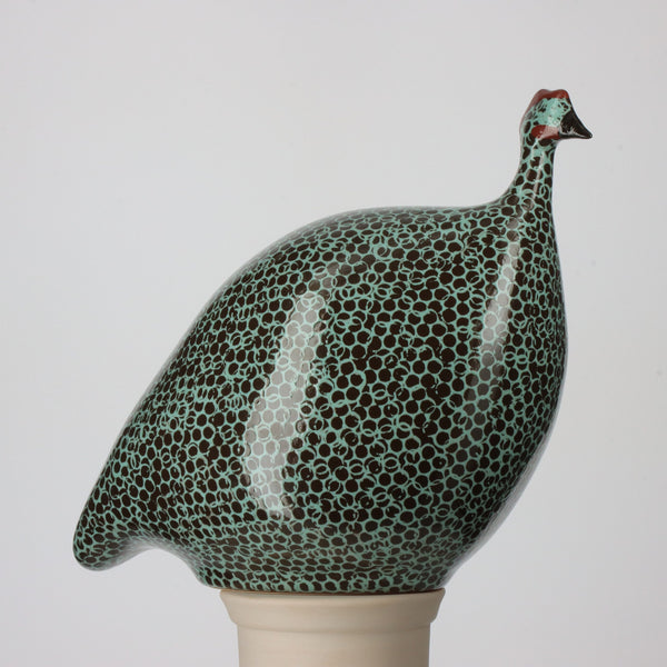 Les Ceramiques de Lussan Small Ceramic Guinea Fowl - Black Spotted Turquoise