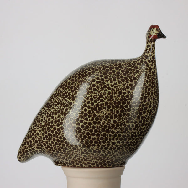 Les Ceramiques de Lussan Small Ceramic Guinea Fowl - Black Spotted Anis Green