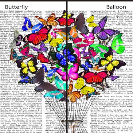 Artnwordz Butterfly Balloon Unisex Dictionary Art Socks