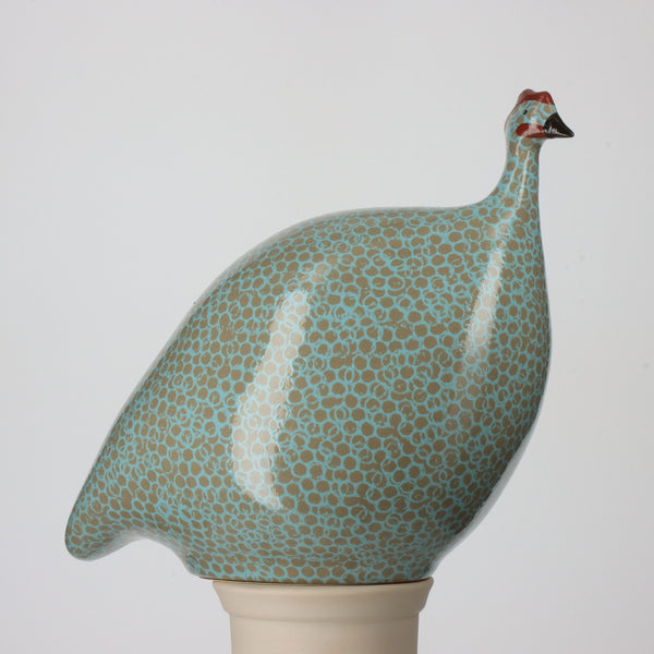 Les Ceramiques de Lussan Small Ceramic Guinea Fowl - Grey Spotted Sky Blue