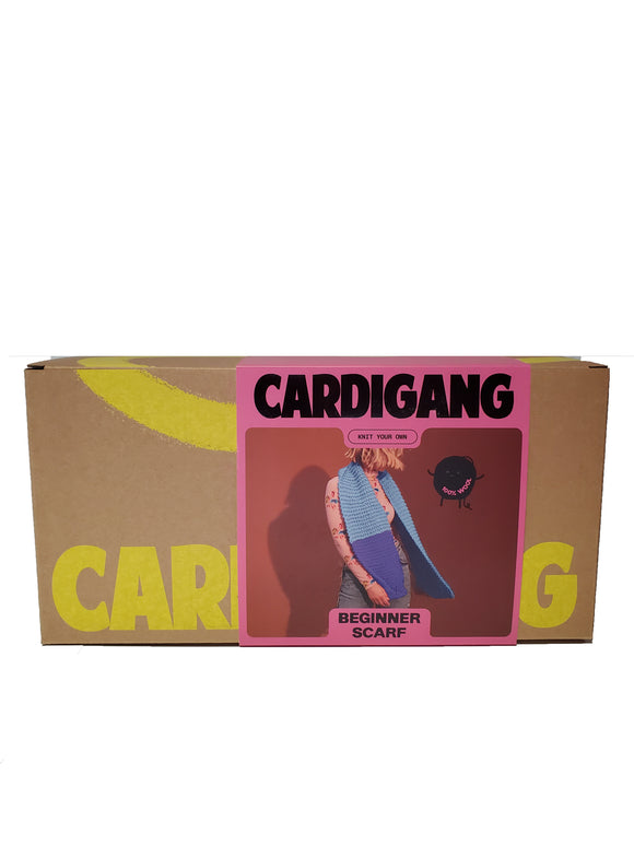 Cardigang 100% Kane Blues Beginner Wool Scarf Knit Kit