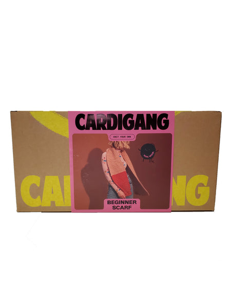 Cardigang 100% Kane Brown and Red Beginner Wool Scarf Knit Kit