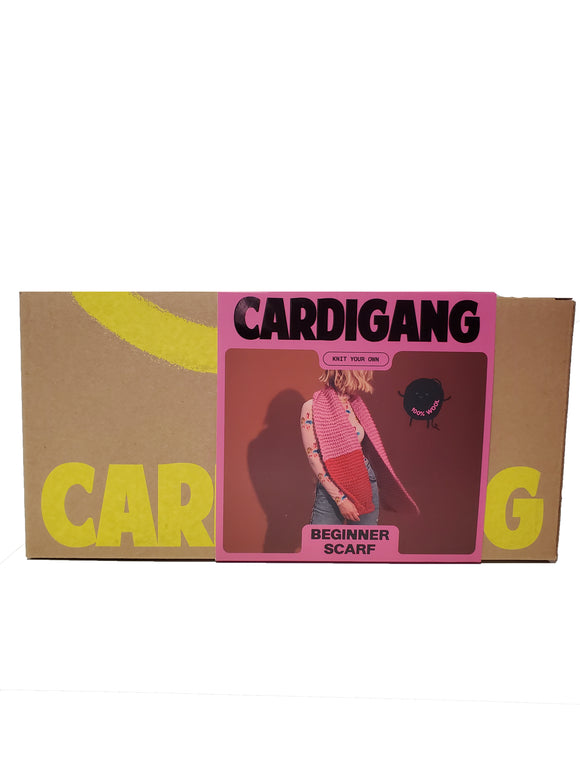 Cardigang 100% Kane Pinks Beginner Wool Scarf Knit Kit