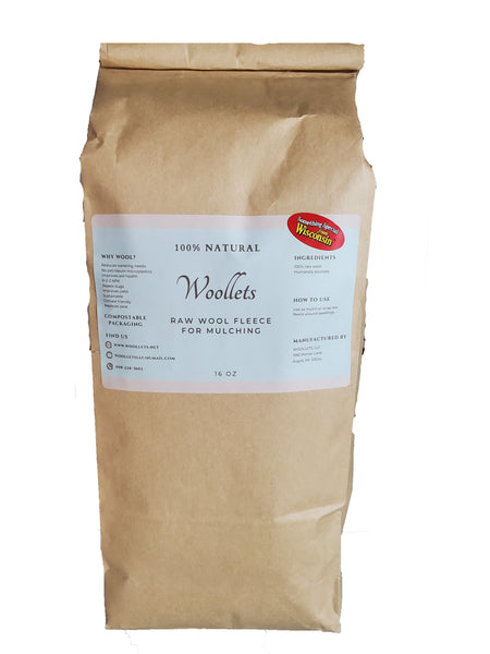 Woollets Raw Wool Fleece Gardening Soil Mulch - 16 oz Bag