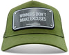 John Hatter & Co Suits Winners Don't Make Excuses Green Adjustable Trucker Cap Hat