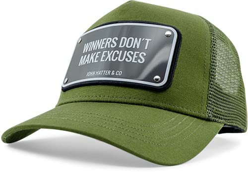 John Hatter & Co Suits Winners Don't Make Excuses Green Adjustable Trucker Cap Hat