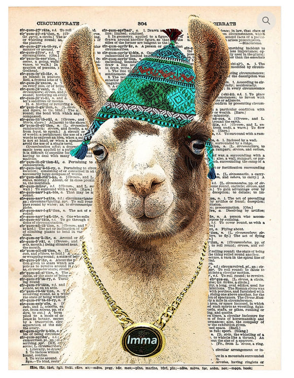 Artnwordz Imma Llama Dictionary Page Pop Art Wall or Desk Art Print Poster