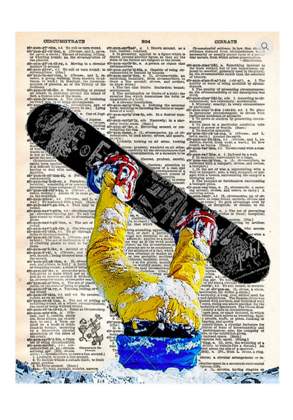 Artnwordz Shredder Thrasher Snowboarder Original Dictionary Page Pop Art Print Poster