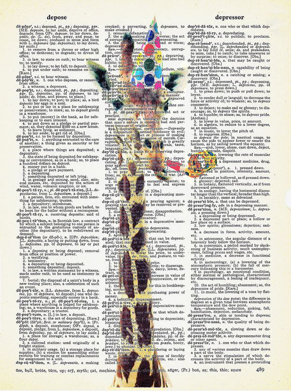 Artnwordz Party Animal Giraffe Original Dictionary Sheet Pop Art Wall or Desk Art Print Poster