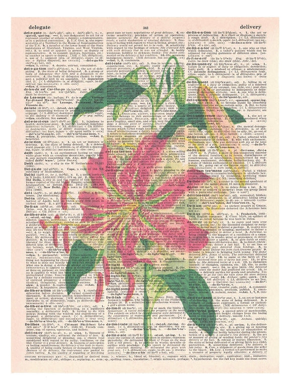 Artnwordz Lily Flower Dictionary Page Pop Art Wall or Desk Art Print Poster