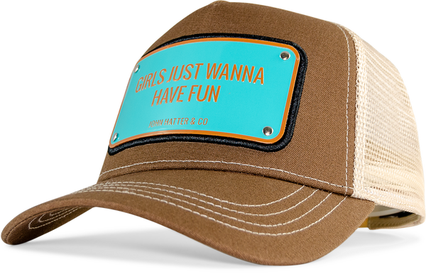 John Hatter & Co Girls Just Wanna Have Fun Brown Adjustable Trucker Cap Hat