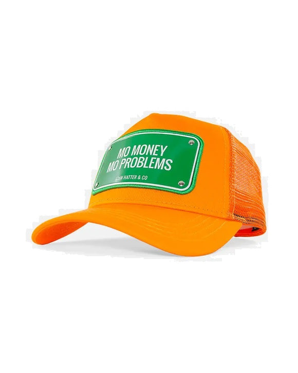 John Hatter & Co Mo Money Mo Problems Orange Adjustable Trucker Cap Hat